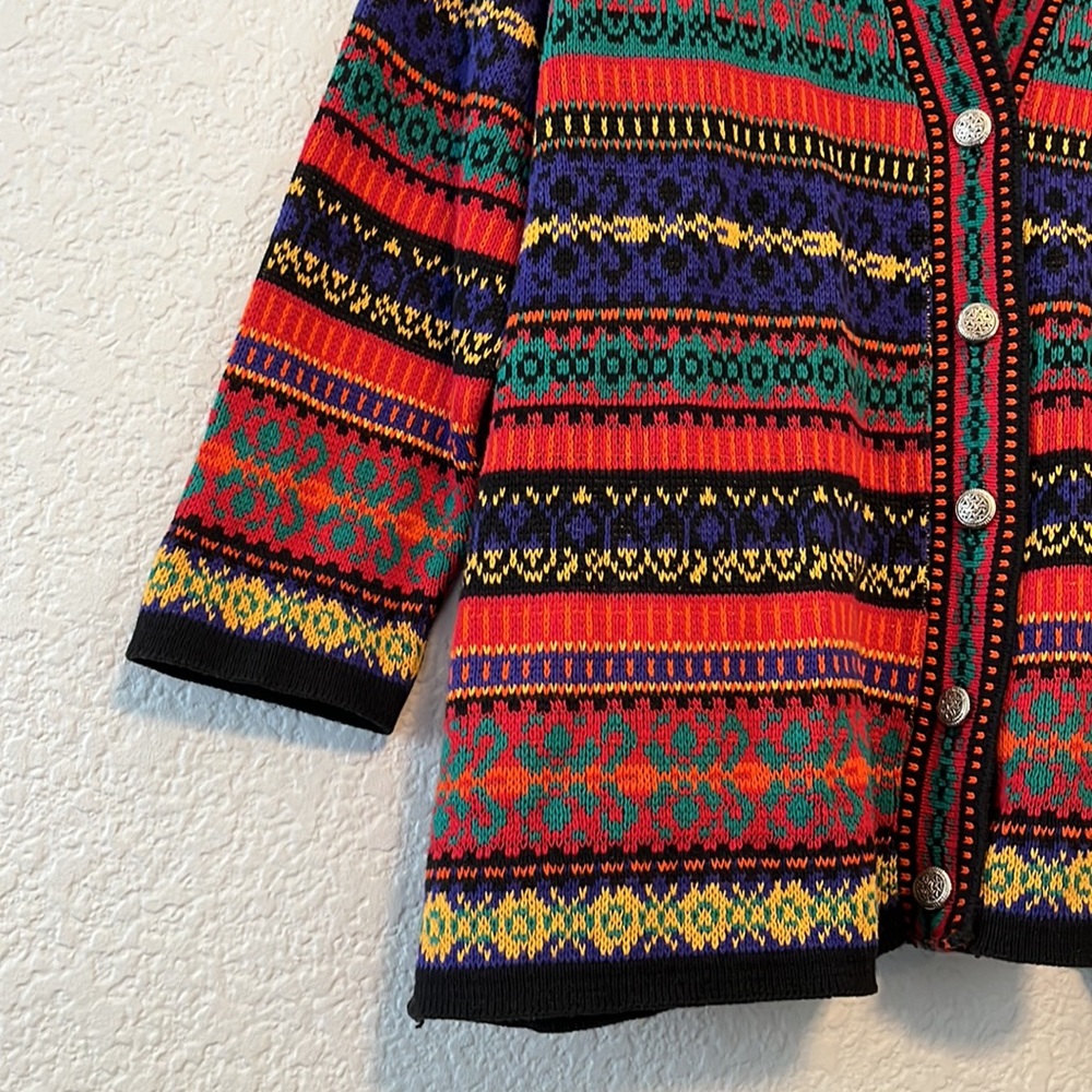 Vintage Colorful Mix Print Cardigan Sweater - Picture 7 of 11